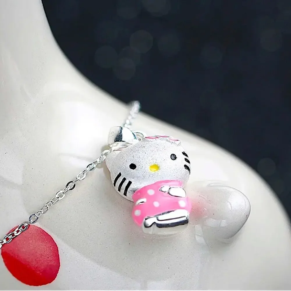 Hello Kitty Sterling Silver Charm Pendant Necklace